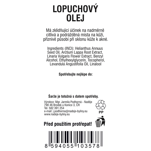 Lopuchový olej pro děti