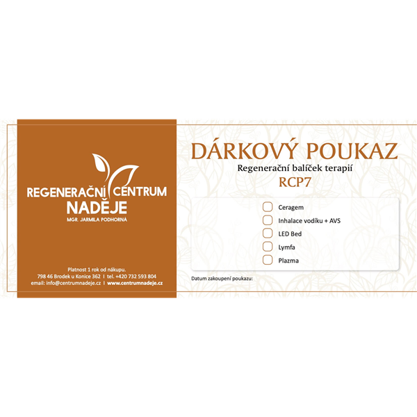 Dárkový poukaz Centrum Naděje - regenerační terapie (5 terapií)